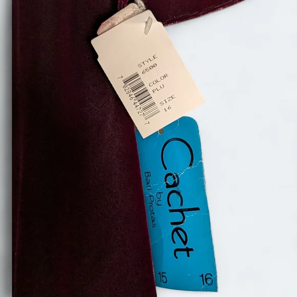 Vintage Cachet by Bari Protas Plum Velvet Romantic Evening Dress Size 16 NWT - Picture 12 of 14